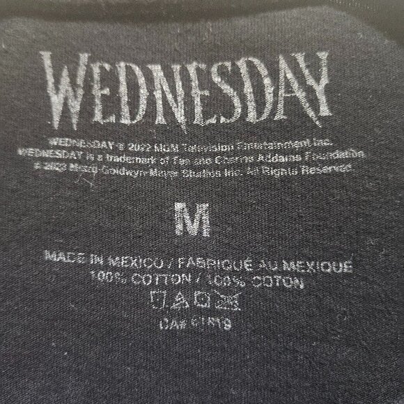 Halloween Wednesday Addams Crop  long sleeve T-shirt – Gothic Graphic – Size M - Picture 3 of 5